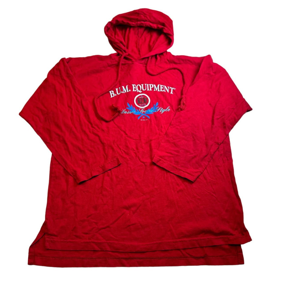 Vintage red B.U.M. Equipment pullover hoodie women's 14/large